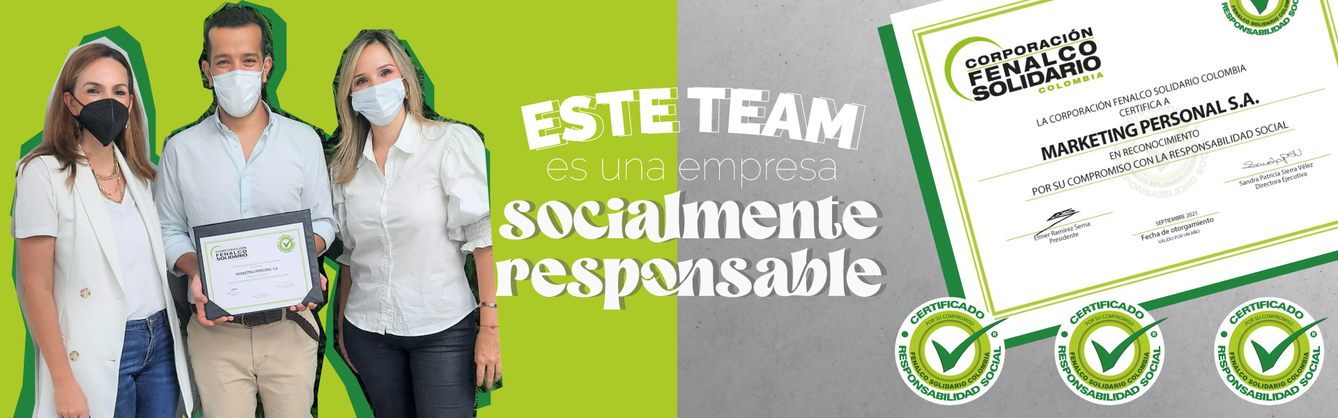 ¡El TEAM Socialmente Responsable avalada por Fenalco Solidario!